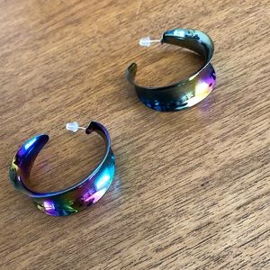 Iridescent chunky hoop earrings
